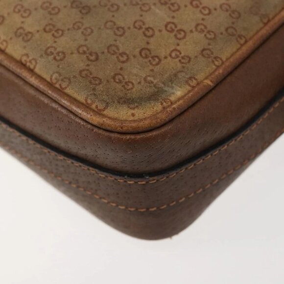 GUCCI Micro GG Canvas Shoulder Bag Suede Beige Gold Auth BA6442 - Picture 5 of 16